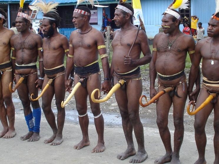 Papuans with enlarged members